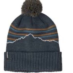 Patagonia unisex Navy Blue and Brown Pom Beanie